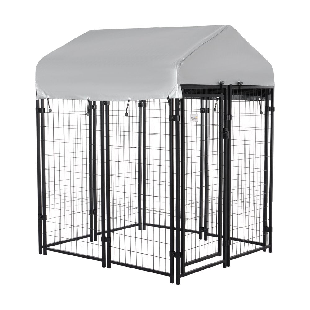 Pawhut Galvanized Steel Fence Dog Kennel, Large, Outdoor Animals & Pet Supplies > Pet Supplies > Dog Supplies > Dog Kennels & Runs Aosom LLC 4' x 4' x 4.5'  