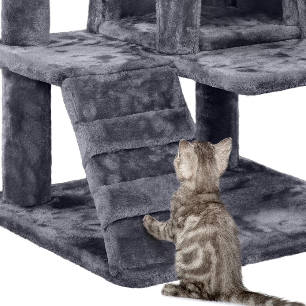 Easyfashion 54.5"H Cat Tree Tower Condo Scratching Post Kitten Furniture Dark Gray Animals & Pet Supplies > Pet Supplies > Cat Supplies > Cat Furniture Easyfashion   