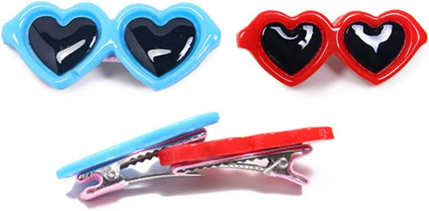 POPETPOP Pet Dog Bows Hair Clips - Cute Dog Heart Hair Bows Sunglasses Design Puppy Hair Clips, Dog Topknot Bowknot Bows, Dog Hair Accessories Pet Grooming Supplies Animals & Pet Supplies > Pet Supplies > Dog Supplies > Dog Apparel POPETPOP   