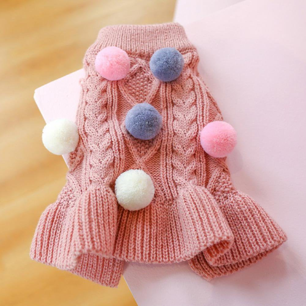 Dogs Sweater Dress with Bowtie Checkered Winter Sweater Clothes Apparel for Small Puppy Chihuahua Corgi Pink S Animals & Pet Supplies > Pet Supplies > Dog Supplies > Dog Apparel PATIO_PEACE_INC   