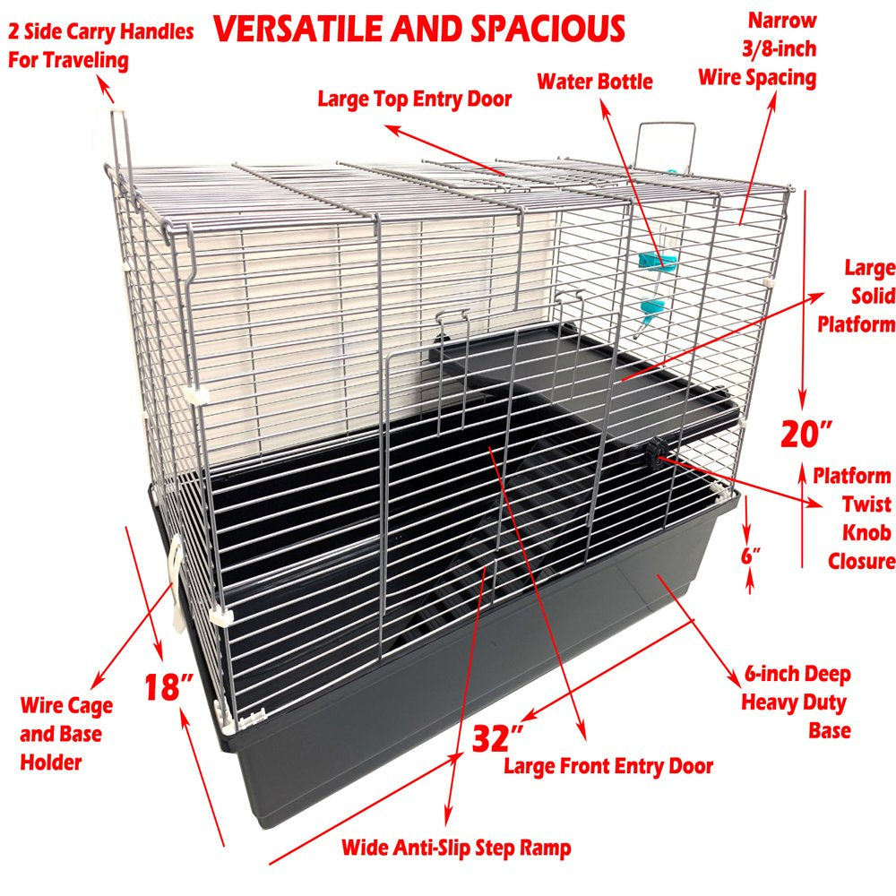 Universal 2-Story Small Animal Critter Home House Habitat Cage Tight 3/8-Inch Bar Spacing for Hamster Guinea Pig Mouse Mice Rat Hedgehog Gerbil Animals & Pet Supplies > Pet Supplies > Small Animal Supplies > Small Animal Habitats & Cages Mcage   