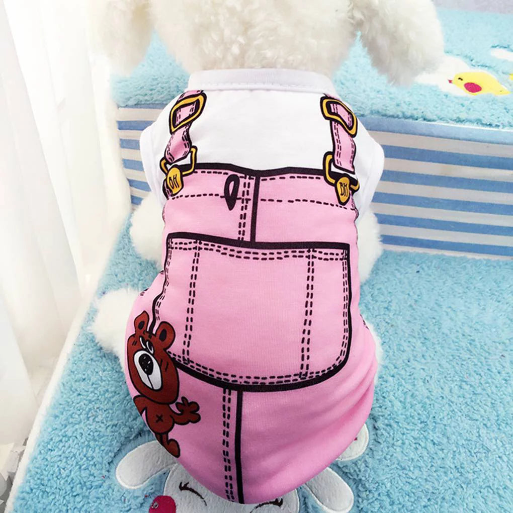 Pet Dog Puppy Clothes Fake Strap Vest Shirt Dog Cotton Spring Summer Puppy Clothing T-Shirt