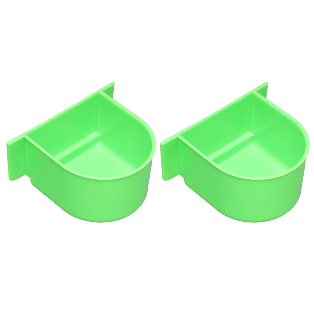 Lohuatrd 2Pcs Bird Feeding Utensils Hanging Long Lifespan Bite Resistant Professional Exquisite Pet Accessory Plastic Feeding Cup Cage Food Water Bowl Bird Feeder for Balcony Animals & Pet Supplies > Pet Supplies > Bird Supplies > Bird Cage Accessories Lohuatrd Green  