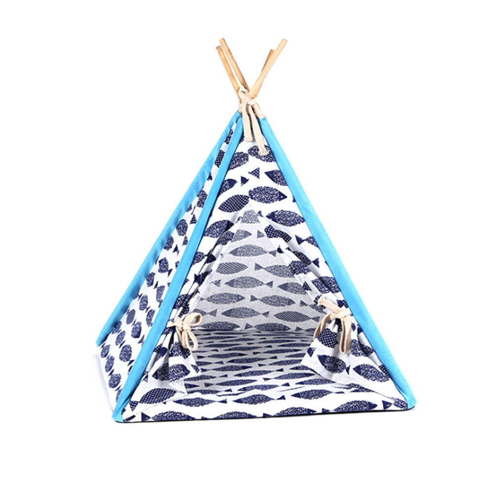 Washable Pet Tent Dog Bed Cat Shed House Portable Pet Teepee House with Mat