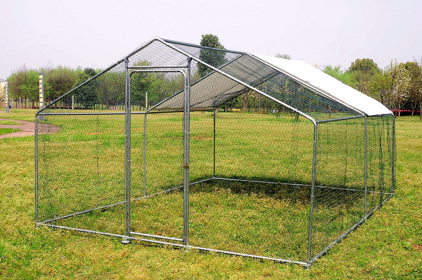 Walsport 10X10Ft Chicken Run Coop Walk in for Poultry Rabbit Hen Cage Pen Heavy Duty Metal Design with Door Animals & Pet Supplies > Pet Supplies > Dog Supplies > Dog Kennels & Runs Walsport   