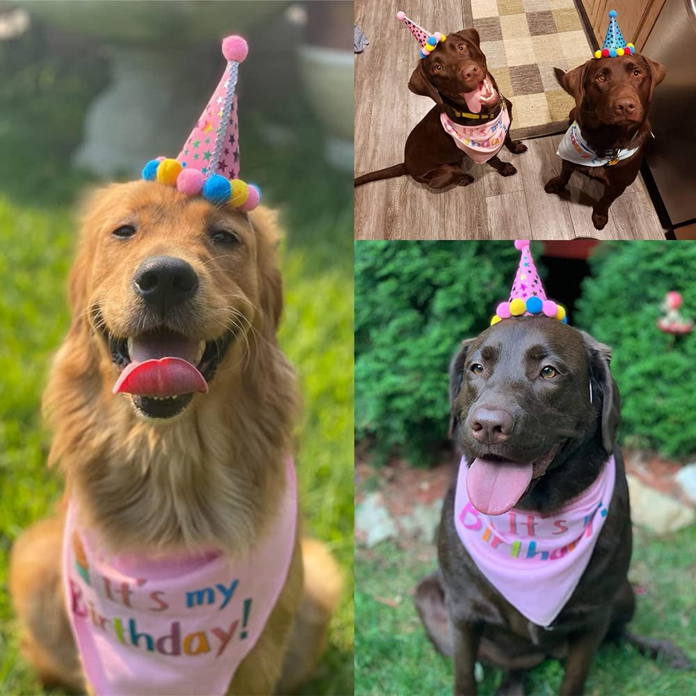 PUPTECK Dog Birthday Bandana Scarfs with Cute Doggie Birthday Party Hat Animals & Pet Supplies > Pet Supplies > Dog Supplies > Dog Apparel PUPTECK   