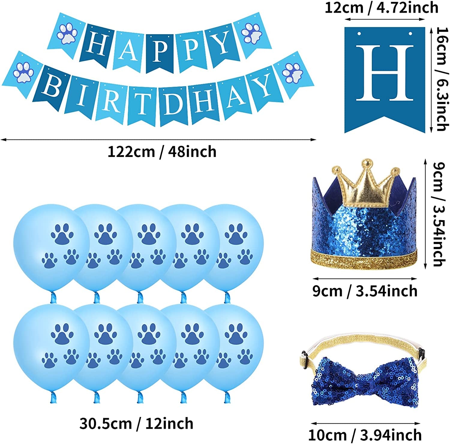 Selemoy Dog Birthday Party Supplies, Dog Birthday Hat Bandana Scarf with Cute Dog Bow Tie, Flag, Balloons for Small Medium Dogs Pets, Doggie Birthday Party Supplies Decorations Animals & Pet Supplies > Pet Supplies > Dog Supplies > Dog Apparel Selemoy   