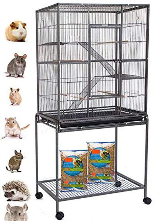 64" Extra Large 4-Tiers Small Animal Critter House Habitat Cage with Narrow 1/2-Inch Wire Spacing for Guinea Pig Ferret Chinchilla Sugar Glider Rats Mice Hamster Hedgehog Gerbil Animals & Pet Supplies > Pet Supplies > Small Animal Supplies > Small Animal Habitats & Cages Mcage   