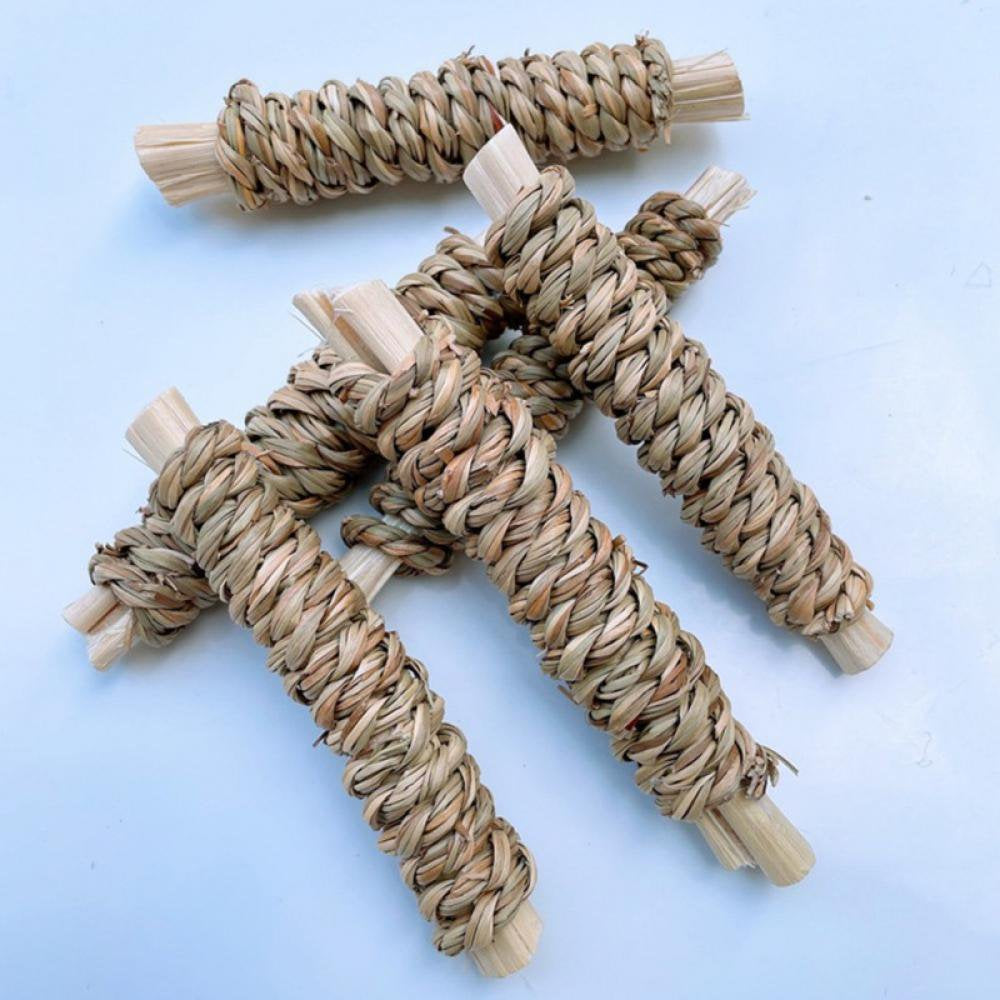 Summark 6 Pack Natural Timothy Hay Sticks, Timothy Grass Molar Stick Chew Toys for Rabbits, Chinchillas, Guinea Pigs, Hamsters and Other Small Animals Treats.