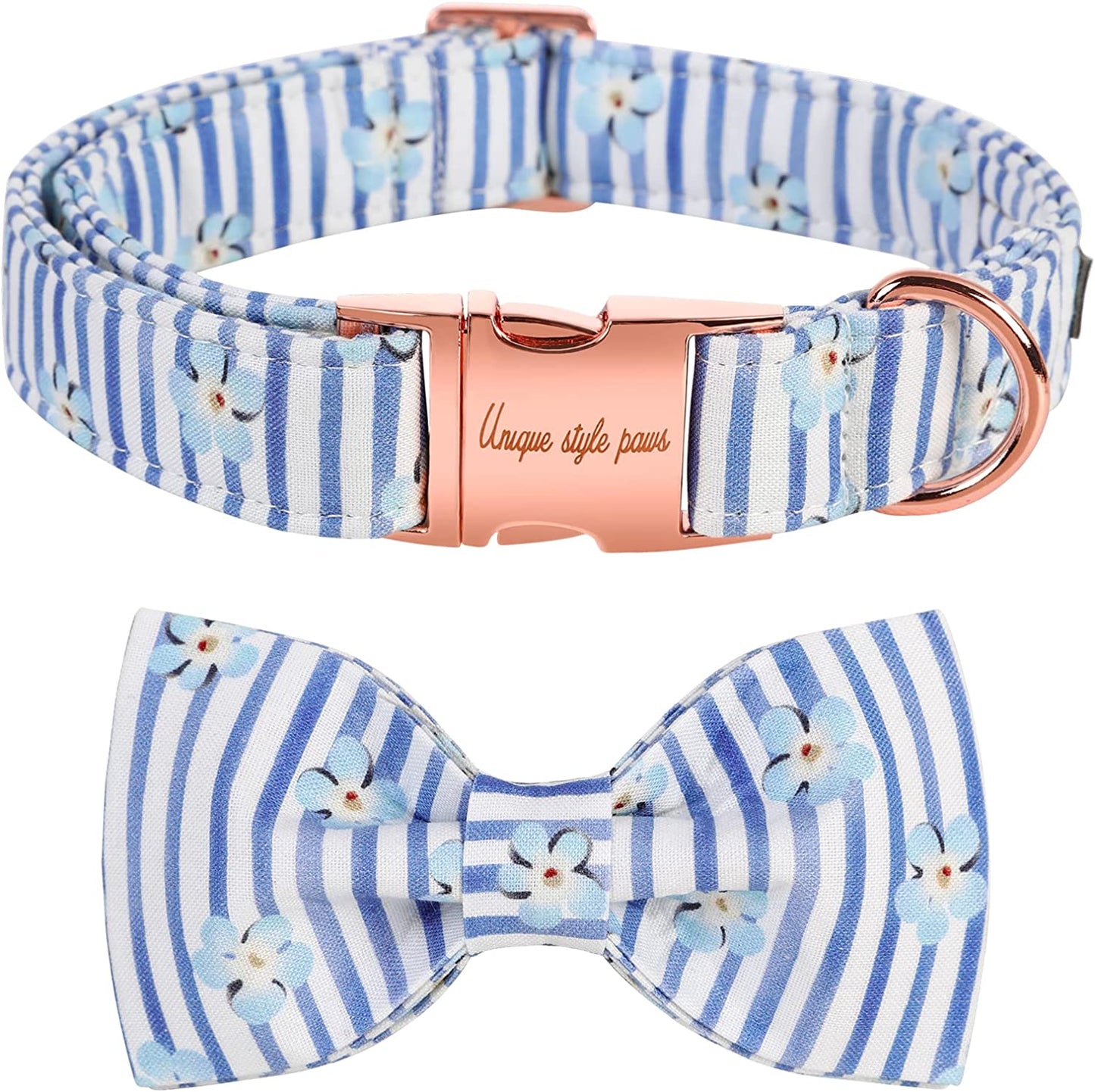 Unique Style Paws Easter Dog Collar, Holiday Bunny Eggs Dog Collar Bowtie, Pet Collar Bow for Small Medium Large Dogs Animals & Pet Supplies > Pet Supplies > Dog Supplies > Dog Apparel Unique style paws Blue Striped Flower Small (Pack of 1) 