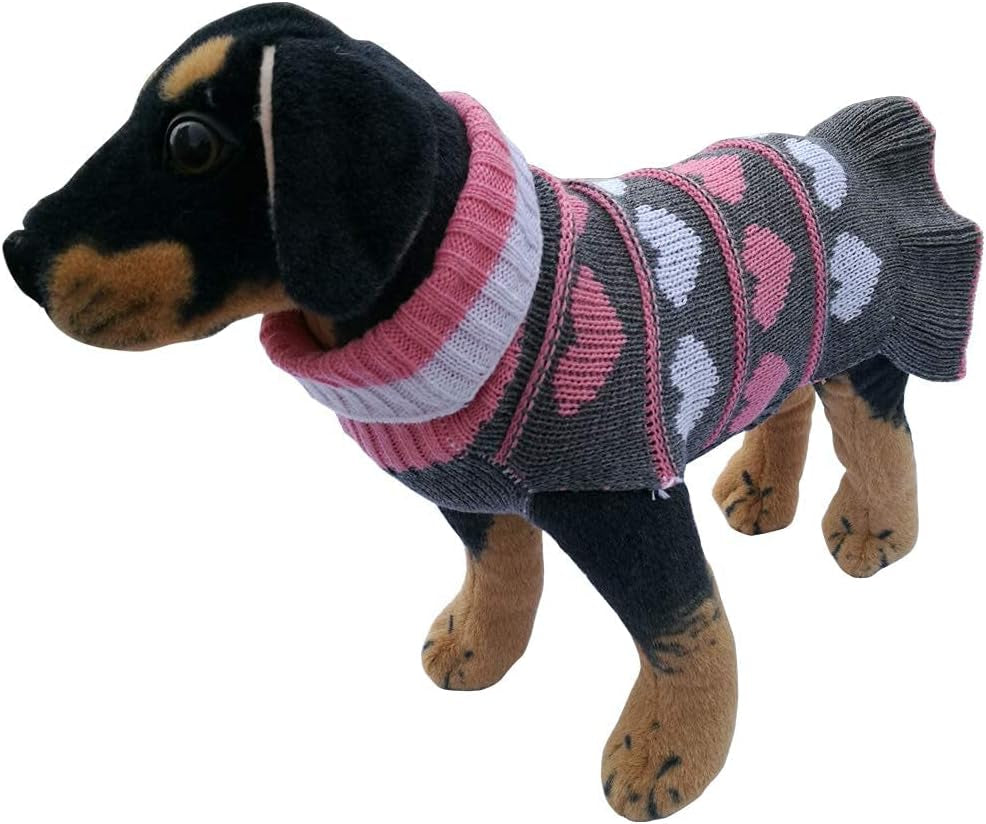 Jecikelon Pet Dog Long Sweaters Dress Knitwear Turtleneck Pullover Warm Winter Puppy Sweater Long Dresses (Grey Heart, X-Large) Animals & Pet Supplies > Pet Supplies > Dog Supplies > Dog Apparel Jecikelon   