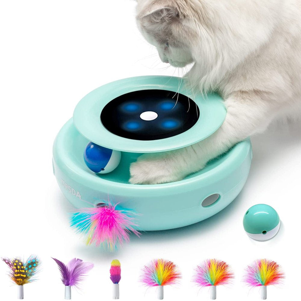 Cat Toys ORSDA 2-In-1 Interactive Cat Toys for Indoor Cats, Automatic Cat Toy Balls, Ambush Feather Kitten Toys with 6Pcs Attachments, Auto On/Off(Robin Egg Blue) Animals & Pet Supplies > Pet Supplies > Cat Supplies > Cat Toys ORSDA   