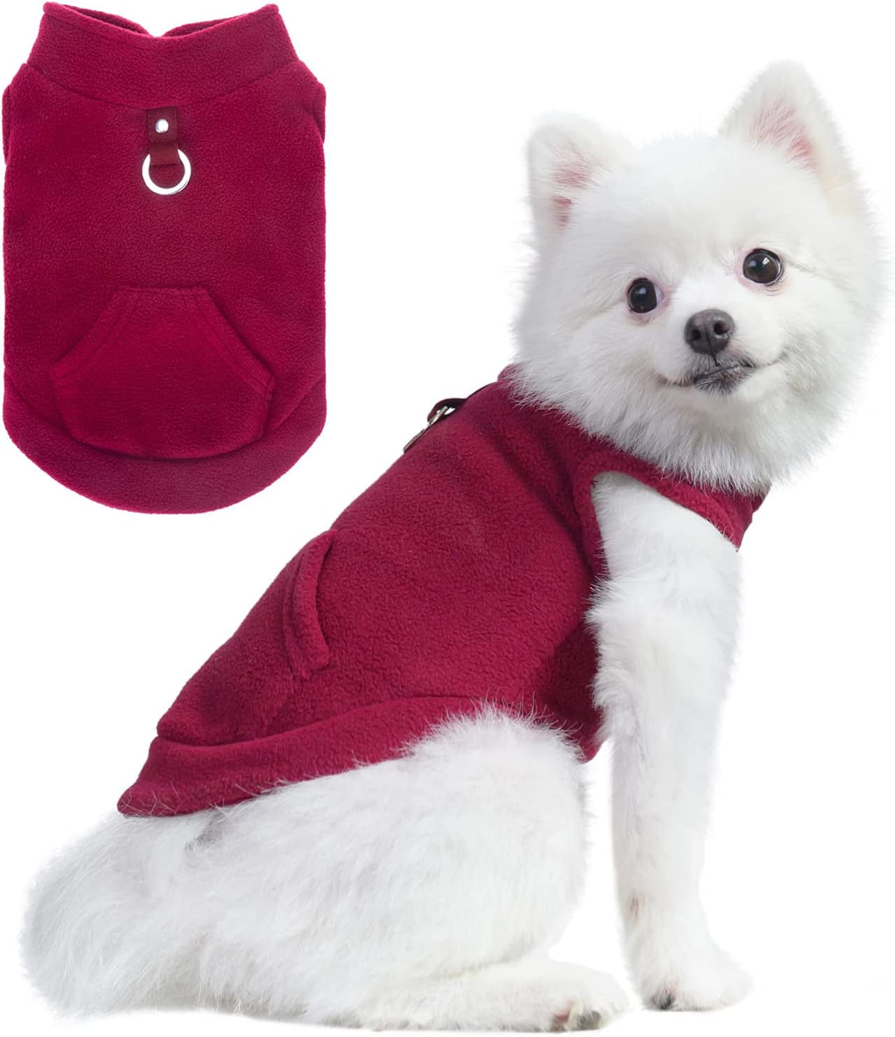 EXPAWLORER Polar Fleece Vest Dog Clothes - Fall Dog Sweater Pet Clothing, Warm Soft Pullover Sleeveless Dog Jacket with Small Pocket, Cold Winter Coat for Small Medium Large Dogs (Red, M) Animals & Pet Supplies > Pet Supplies > Dog Supplies > Dog Apparel HAOBO Red Small 