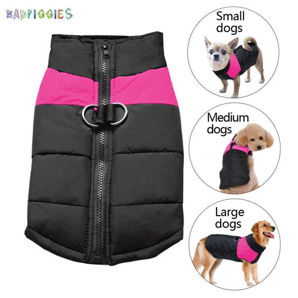 Badpiggies Waterproof Cold-Proof Dog Warm Vest Jacket Coat Winter Clothes for Small Medium Large Dogs Pets (M, Pink) Animals & Pet Supplies > Pet Supplies > Dog Supplies > Dog Apparel BadPiggies   