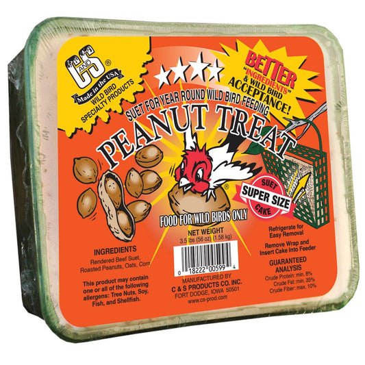 C&S Products Peanut Treat Suet, for Year round Feeding, 56 Oz Cake, Wild Bird Food Animals & Pet Supplies > Pet Supplies > Bird Supplies > Bird Treats Central Garden and Pet   