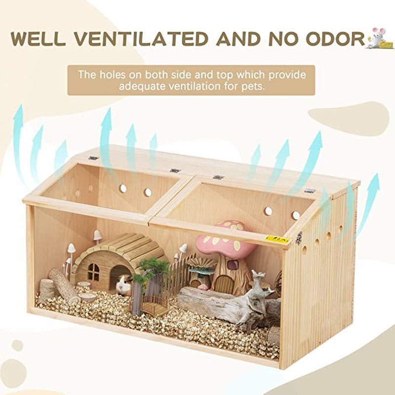 CLEARANCE! Wooden Hamster Cage Mice and Rat Habitat Small Animal Habitat for Rabbits, Guinea Pigs, Chinchillas with Openable Top and Large Acrylic Sheets Animals & Pet Supplies > Pet Supplies > Small Animal Supplies > Small Animal Habitats & Cages IM Lashes   