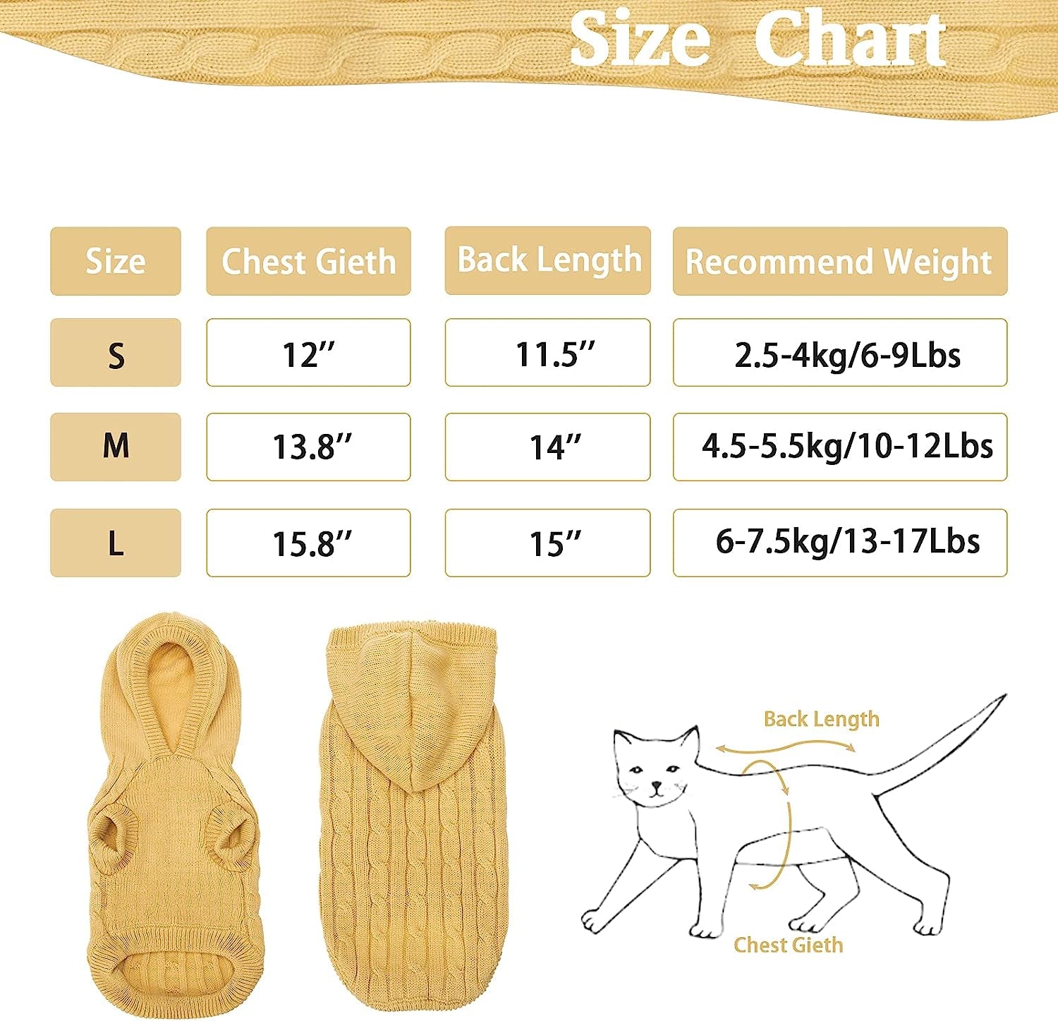 PUPTECK Winter Dog Cat Sweater Coat - Soft Cold Weather Clothes Knitwear for Kitties & Small Dogs Indoor Outdoor Walking Warm, Knitted Classic for Doggies Kitties Girls Boys Animals & Pet Supplies > Pet Supplies > Dog Supplies > Dog Apparel PUPTECK   