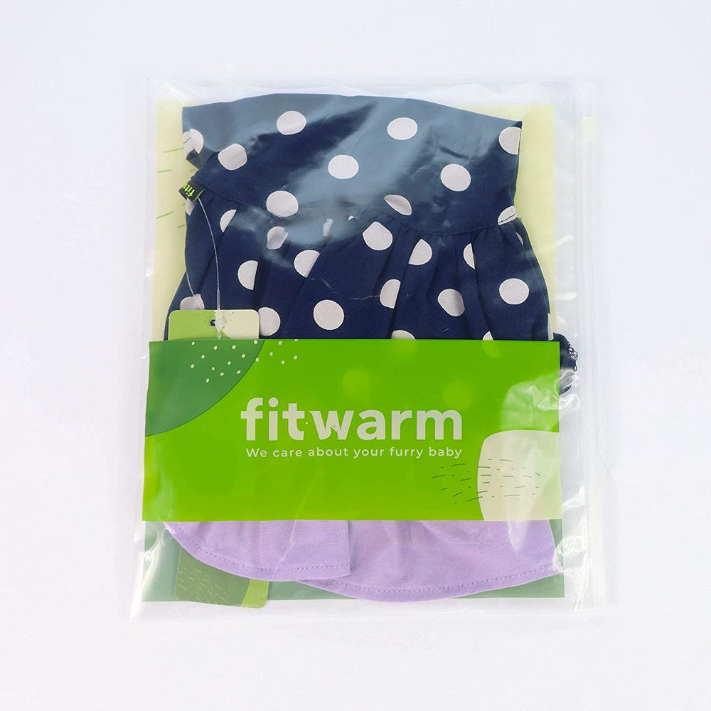 Fitwarm 2-Pack 100% Cotton Polka Dot Dog Dress Doggie Clothes Puppy Vest Dress Pet Cat Apparel Blue Purple Small Animals & Pet Supplies > Pet Supplies > Cat Supplies > Cat Apparel Fitwarm   