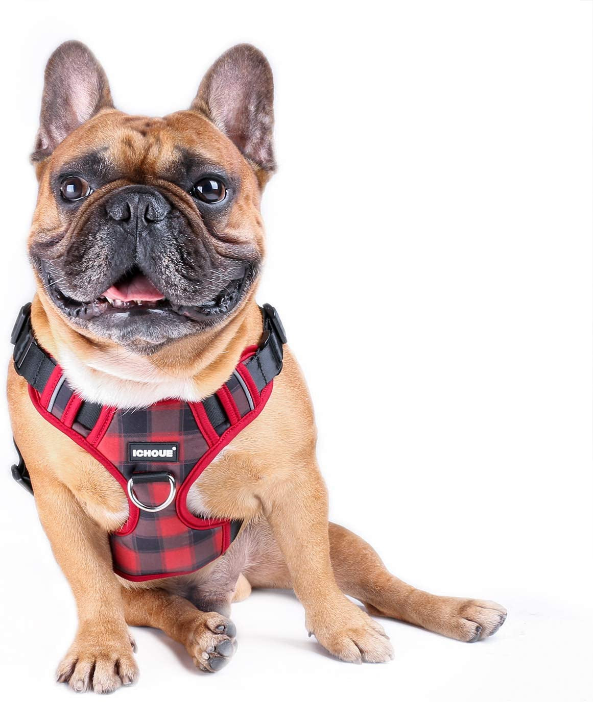 Ichoue Dog Vest Harness Soft Padded No Pull Adjustable Reflective for Small Medium Dogs - Red Grid M Animals & Pet Supplies > Pet Supplies > Dog Supplies > Dog Apparel iChoue Red Grid Small (Neck:13.5"-19.5" Chest:15.5"-21.5" ) 