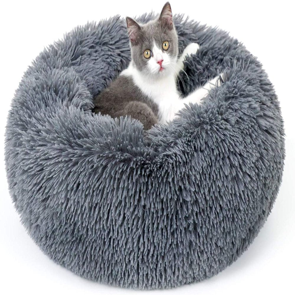 Rabbitgoo Cat Bed for Indoor Cats,Fluffy round Self Warming Calming Soft Plush Donut Cuddler Cushion Pet Bed for Small Dogs Kittens Animals & Pet Supplies > Pet Supplies > Cat Supplies > Cat Beds GLOBEGOU CO.,LTD Large (up to 18lbs)  