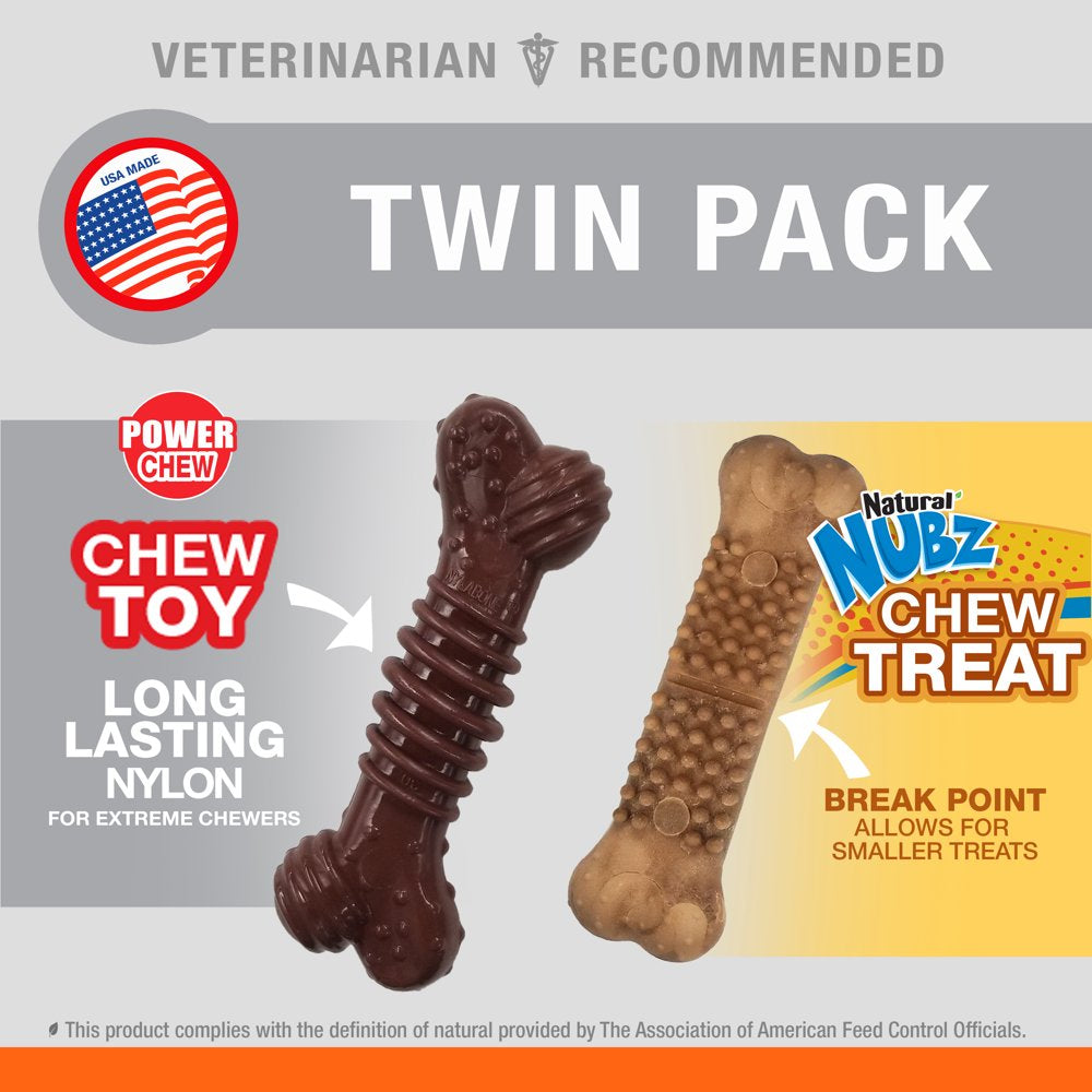 Nylabone Power Chew Dog Nylon Bone and Chew Treat Twin Pack Meaty Flavor Medley & Beef Small/Regular - up to 25 Lbs. Animals & Pet Supplies > Pet Supplies > Dog Supplies > Dog Toys Central Garden and Pet   