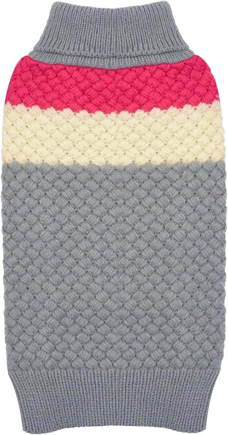 KYEESE 2022 Dog Sweater Color Block with Fuzzy Thread Knitted Turtleneck Dog Knitwear with Leash Hole for Small Dogs Fall Winter Dog Clothes, Pink,M Animals & Pet Supplies > Pet Supplies > Dog Supplies > Dog Apparel kyeese 5# Grey X-Small (3-4lbs) 