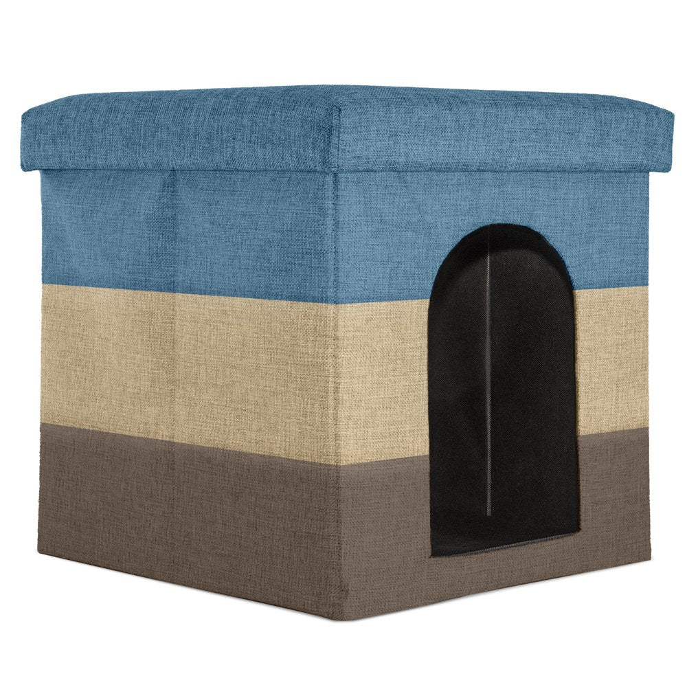 Furhaven Pet House | Pet House Footstool for Dogs & Cats, Beach House Stripe (Browns & Blue), Small Animals & Pet Supplies > Pet Supplies > Dog Supplies > Dog Houses FurHaven Pet   