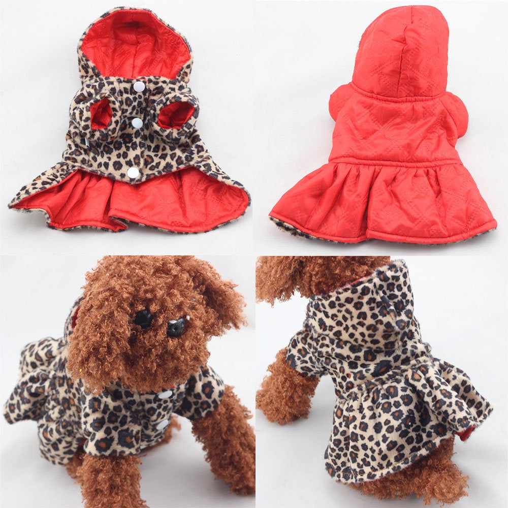 Puppy Stylish Leopard Print Coat Pet Dog Clothes Warm Jacket Pullover Small Doggie Cat Apparel Animals & Pet Supplies > Pet Supplies > Cat Supplies > Cat Apparel Mancro S  