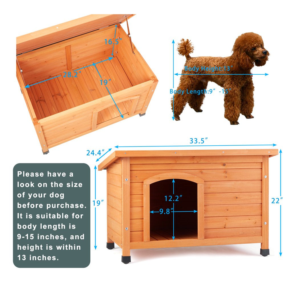 Outdoor Wooden Dog Kennel, Small Animal House with Raised Feet, Waterproof & Openable Asphalt Roof, 33.3”X 24.4”X 22” Animals & Pet Supplies > Pet Supplies > Dog Supplies > Dog Houses AVAWING   
