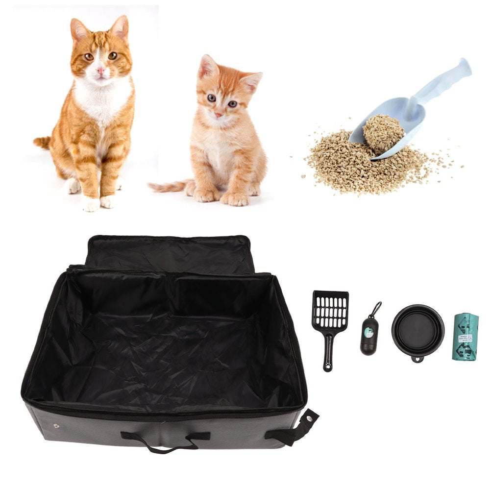 Travel Litter Box, Top with Zipper Closure Waterproof Lining Portable Litter Box Leak Proof Convenient Collapsible for Traveling
