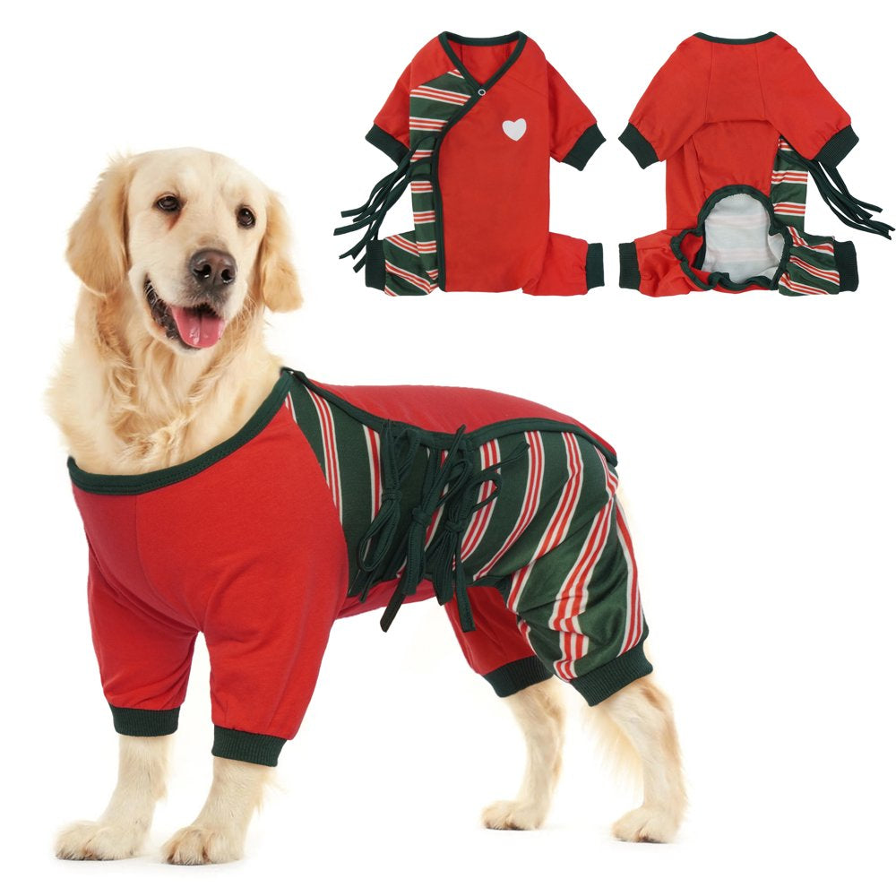 ROZKITCH Dog Pajamas Onesie Bottoming Dog Shirt Coats Dog Apparel Pullover Full Coverage Pajamas Jumpsuit Christmas Style Soft Stretchy Dog Clothes Red Animals & Pet Supplies > Pet Supplies > Dog Supplies > Dog Apparel ROZKITCH L  