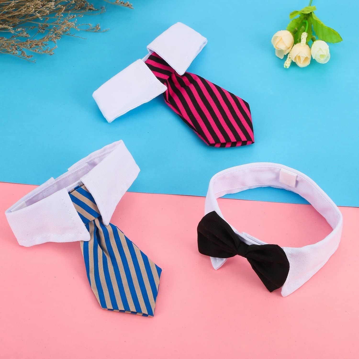 3 Pieces Adjustable Pets Dog Cat Bow Tie Pet Costume Necktie Collar for Small Dogs Puppy Grooming Accessories (S) Animals & Pet Supplies > Pet Supplies > Dog Supplies > Dog Apparel Shappy   