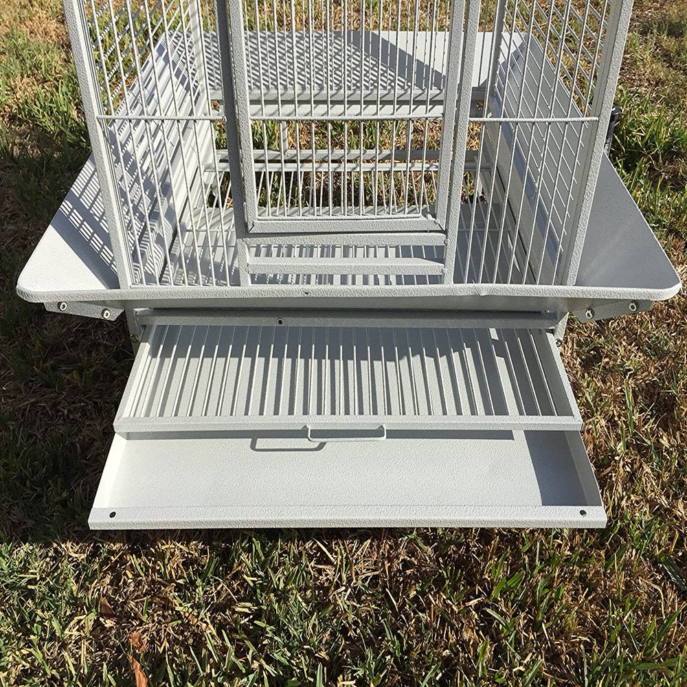 Large Elegant and Durable Wrought Iron Bird Parrot Rolling Cage Double Ladders Open Play Top Perch Stand with Seed Guard Animals & Pet Supplies > Pet Supplies > Bird Supplies > Bird Cages & Stands Mcage   