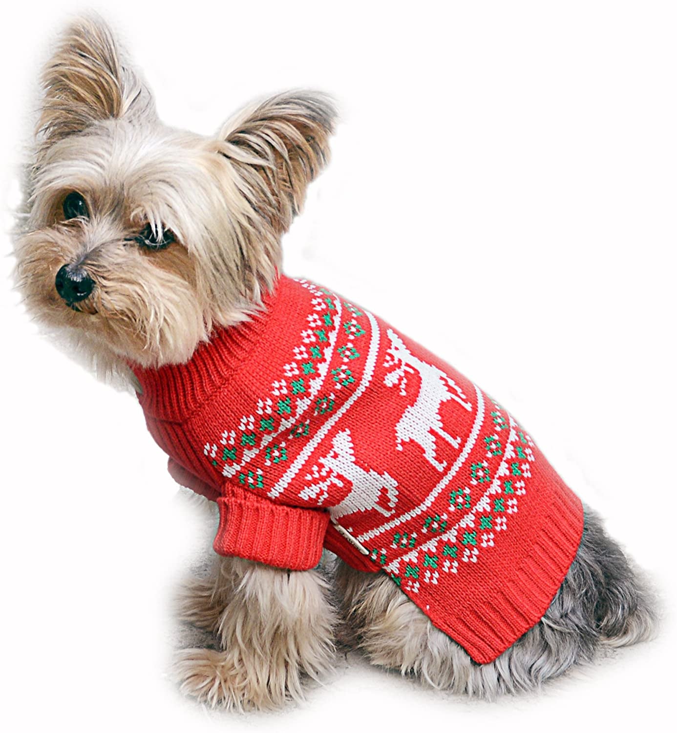 Stinky G Festive Reindeer Dog Sweater Green Size #10 Animals & Pet Supplies > Pet Supplies > Dog Supplies > Dog Apparel Stinky G Red #08 