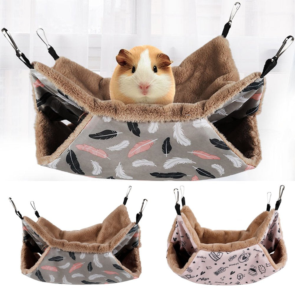 Visland Hamster Hammock, Durable Double-Layer Soft Plush Winter Warm Hammock Hanging Bed Cage Accessories Bedding Hide for Squirrel Hamster Rabbits Rats Small Animal Animals & Pet Supplies > Pet Supplies > Small Animal Supplies > Small Animal Bedding Visland S Coffee 