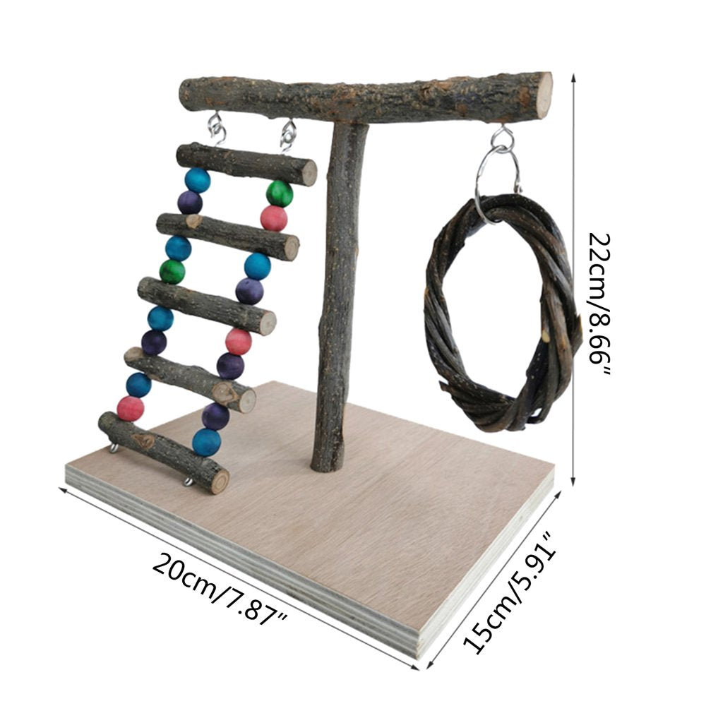 BINYOU Activity Parrot Play Stand Pet Training Climbing Ladder Bird Wooden Exercise Gym Holder Feeder for Home Living Room Decoration Wood Crafts Animals & Pet Supplies > Pet Supplies > Bird Supplies > Bird Gyms & Playstands BINYOU   