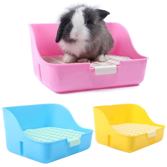 Walbest Small Animal Rabbit Litter Toilet, Plastic Square Cage Box Rat Potty Trainer Corner Grate Litter Bedding Box Pet Pan for Guinea Pigs, Chinchilla, Ferret, Galesaur, Bunny (Pink) Animals & Pet Supplies > Pet Supplies > Small Animal Supplies > Small Animal Bedding Walbest Yellow  