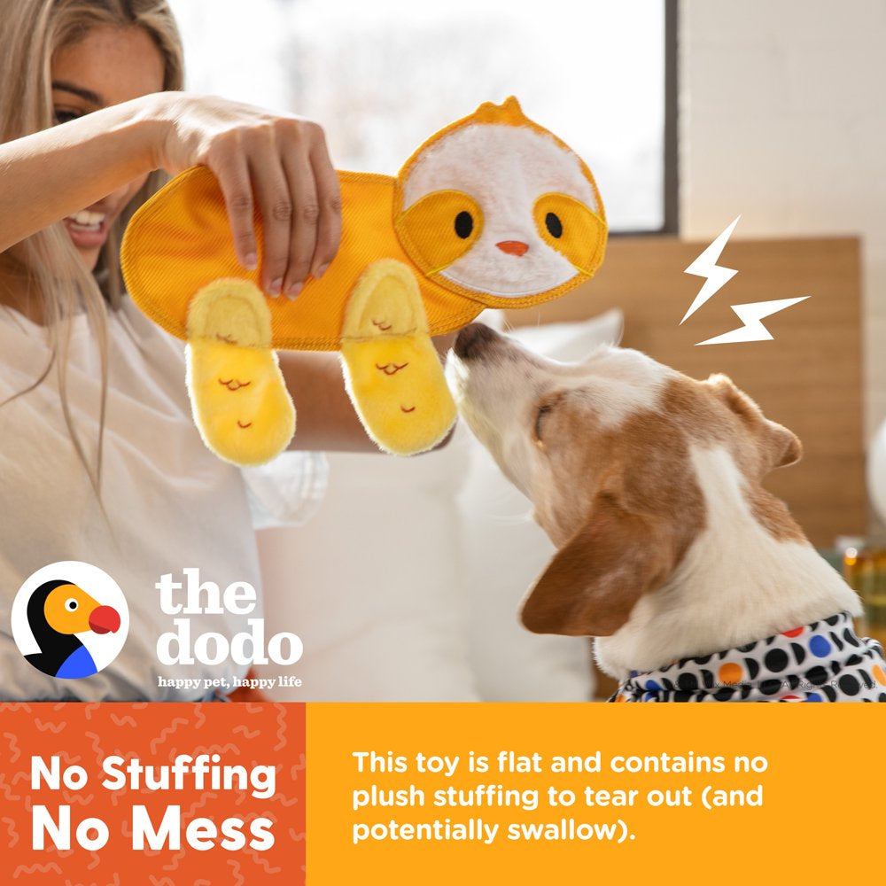 The Dodo Stuffingless Sloth Dog Crinkle Chew Toy, Yellow, Durable Ballistic Nylon Dog Toy
