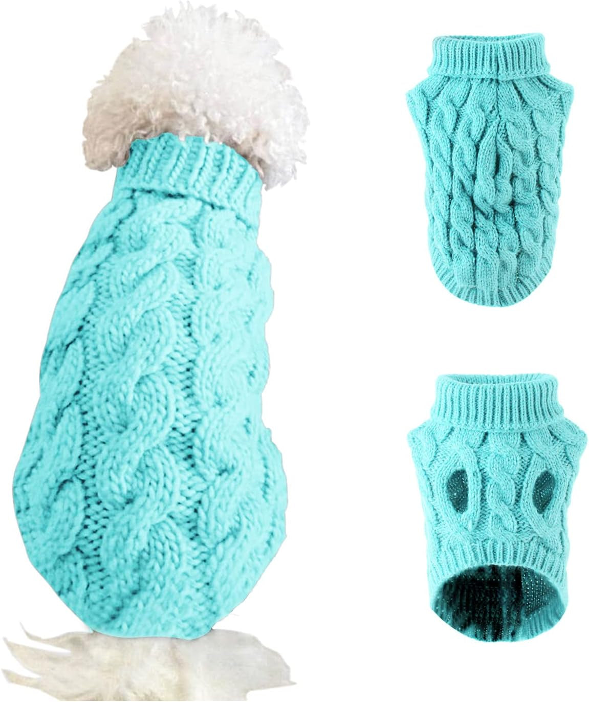 Cnarery Knitted Turtleneck Dog Sweaters, Warm Pet Sweater, Cute Knitted Classic Dog Sweater for Autumn and Winter Cold Weather Puppy Clothes(Gray) Animals & Pet Supplies > Pet Supplies > Dog Supplies > Dog Apparel Cnarery Blue L 