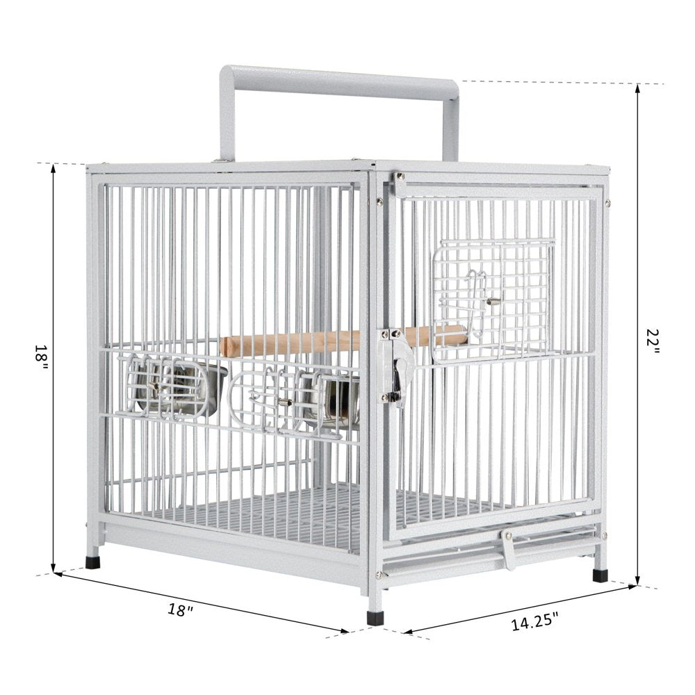 Pawhut 22" Heavy Duty Wrought Iron Travel Bird Cage Carrier with Handle Perch and Accessories - White Animals & Pet Supplies > Pet Supplies > Bird Supplies > Bird Cage Accessories Aosom LLC   