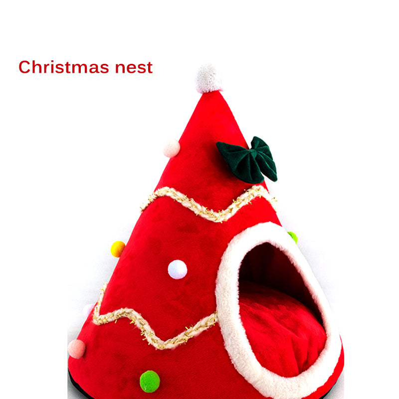 Pet Cat House Dog Bed Puppy Cave Warm Sleeping Bed Christmas Tree Shape Winter Warm Bed for Cats Dog Animals & Pet Supplies > Pet Supplies > Cat Supplies > Cat Beds Ourleeme   