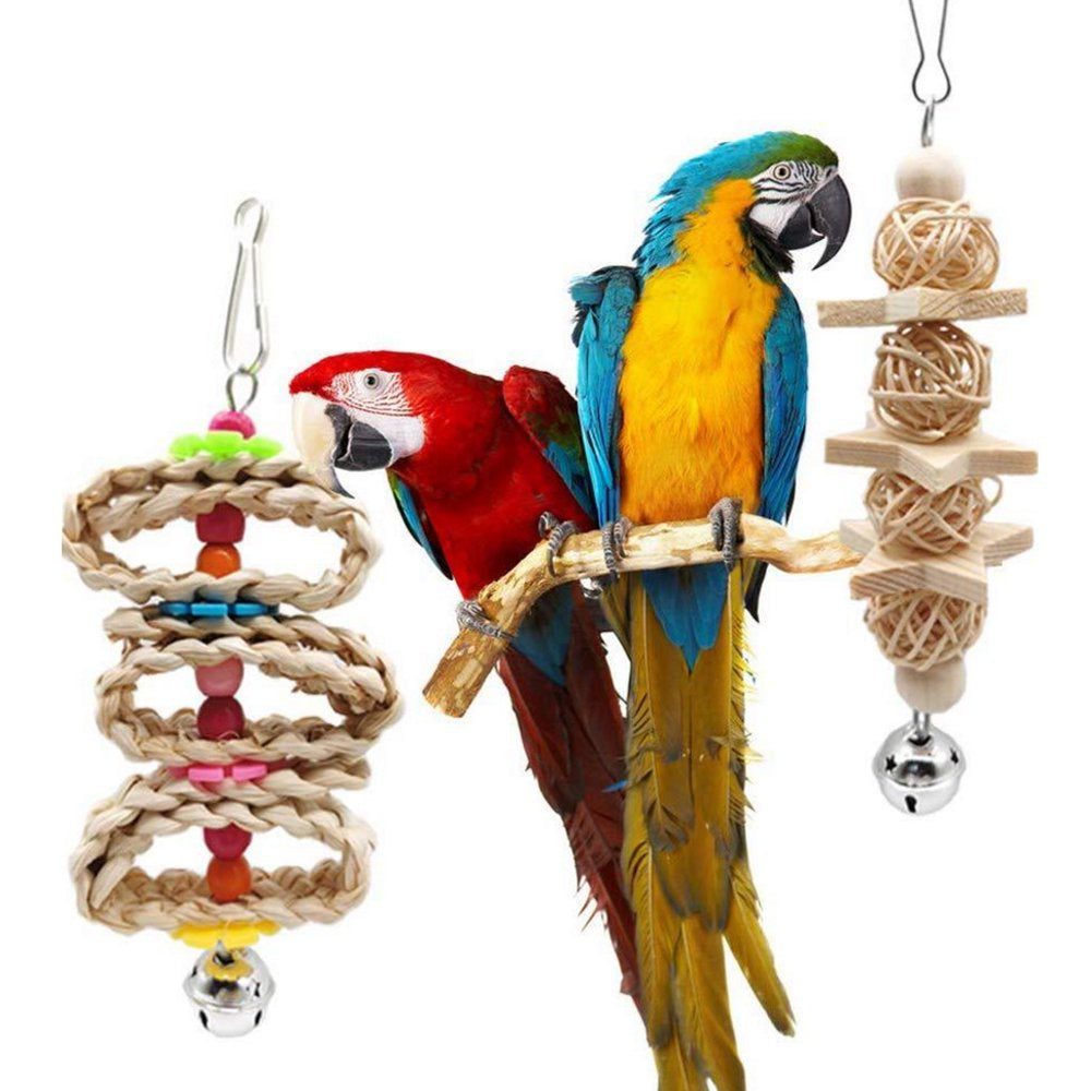 VIEGINE 8 Pack Bird Toys for Parakeets Parrot Chewing Toys Swing Ladder Hammock Perch Animals & Pet Supplies > Pet Supplies > Bird Supplies > Bird Ladders & Perches VIEGINE   