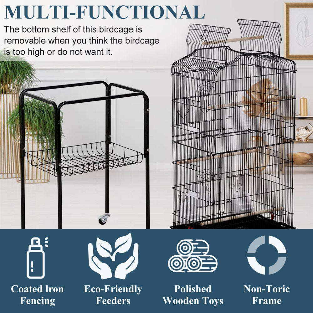 Dkeli Bird Cage with Stand Parrot Cages for Large Birds Parakeet Cage with Play Top & Rolling Stand for Medium Canaries, Lovebirds, Cockatiels, Parrots Animals & Pet Supplies > Pet Supplies > Bird Supplies > Bird Cages & Stands Dkeli   