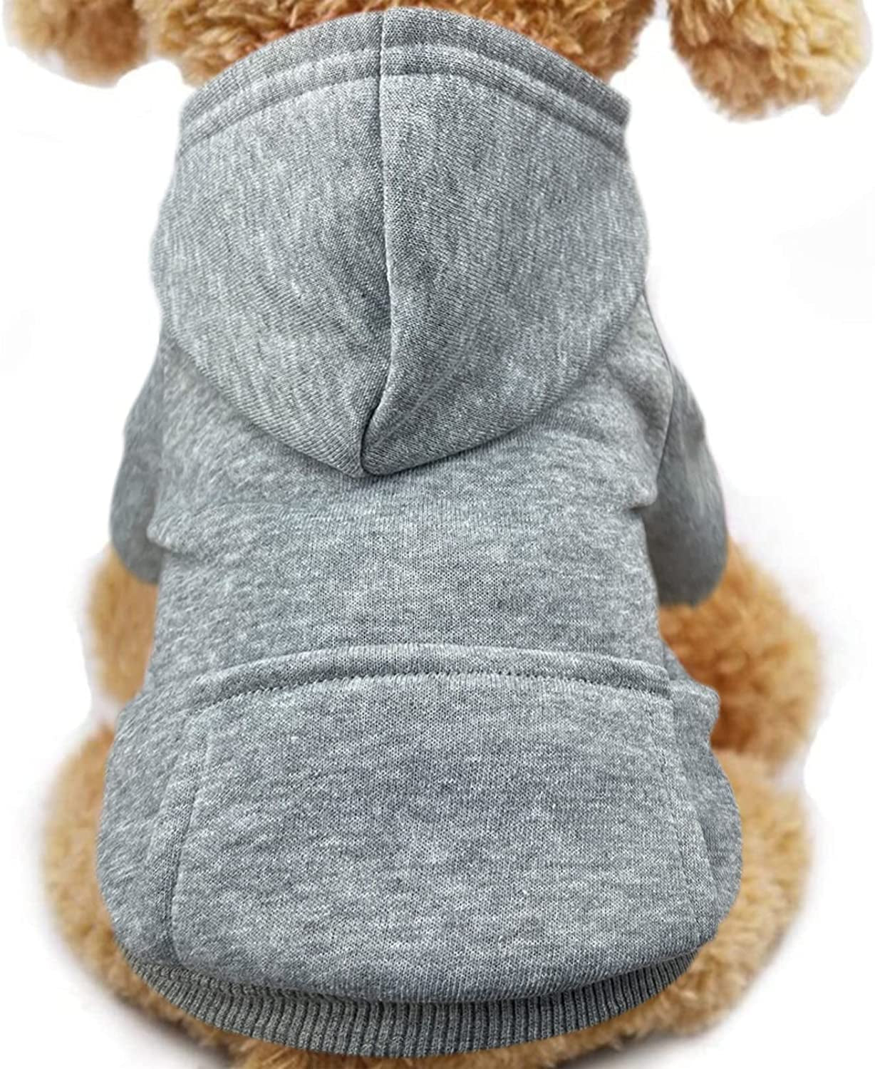 Jecikelon Winter Dog Hoodie Sweatshirts with Pockets Warm Dog Clothes for Small Dogs Chihuahua Coat Clothing Puppy Cat Custume (Medium, Orange) Animals & Pet Supplies > Pet Supplies > Dog Supplies > Dog Apparel Jecikelon Grey XX-Small 