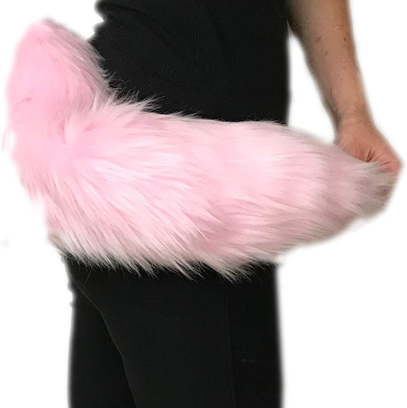 Handmade Faux Fur Tail, Luxury Animal Super Soft Costume Accessory, Pet Play, Halloween Animals & Pet Supplies > Pet Supplies > Dog Supplies > Dog Apparel Bianna Creations Baby Pink 20" 