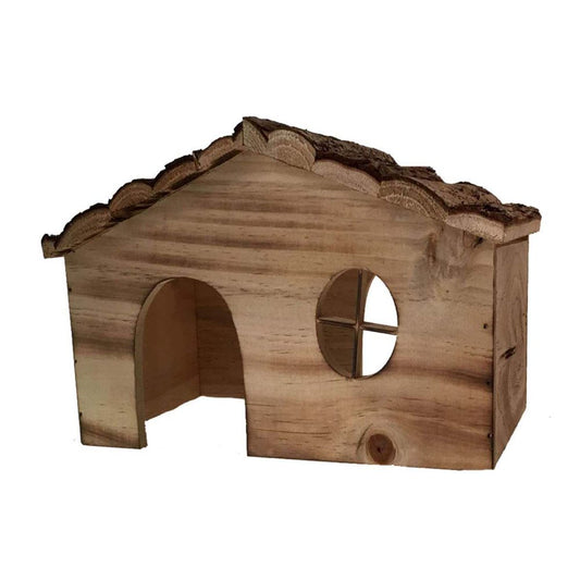 Natural Wooden Hamster House Small Animal Nesting Hideout Habitat Decor Cage Wood Toys
