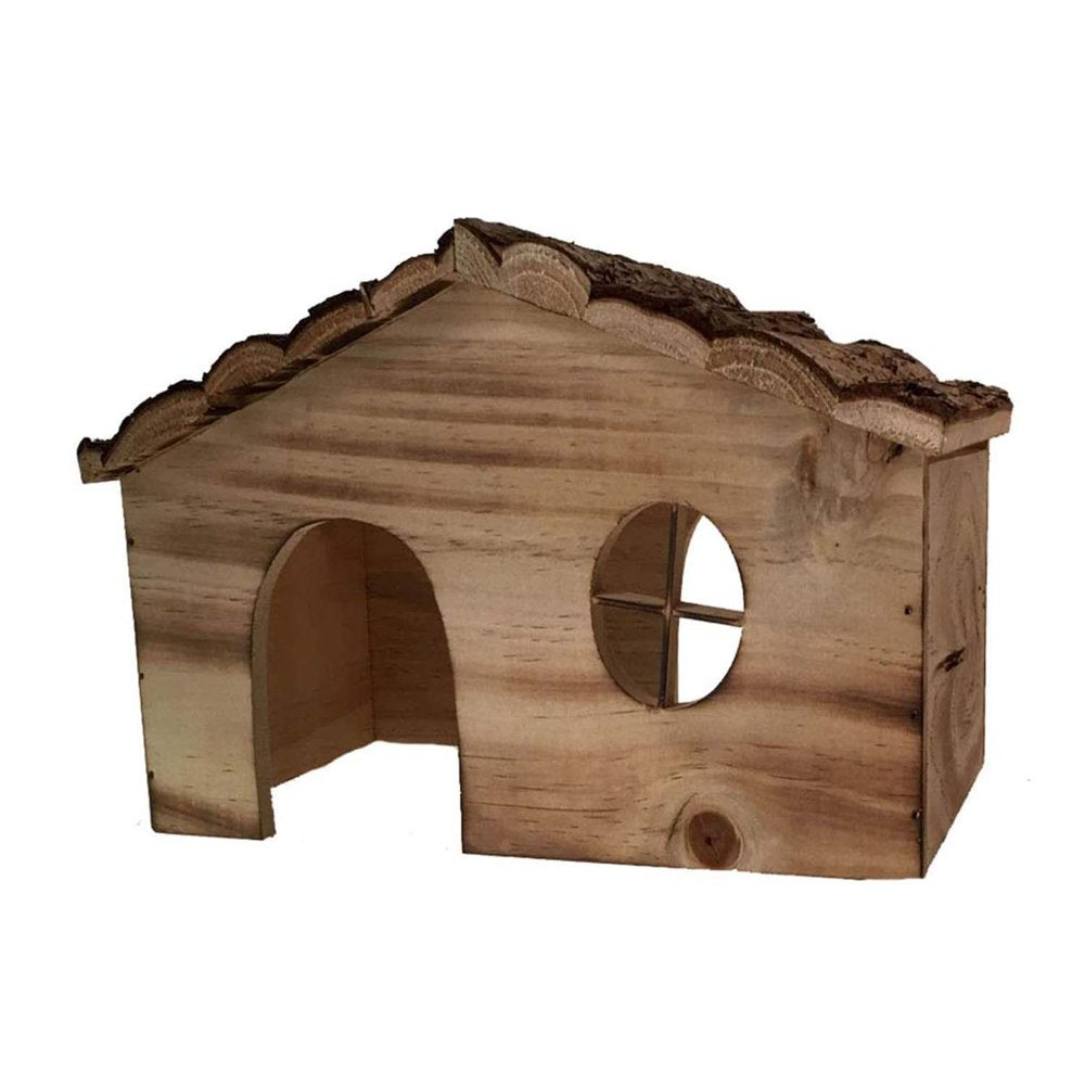 Natural Wooden Hamster House Small Animal Nesting Hideout Habitat Decor Cage Wood Toys Animals & Pet Supplies > Pet Supplies > Small Animal Supplies > Small Animal Habitats & Cages KOL PET   