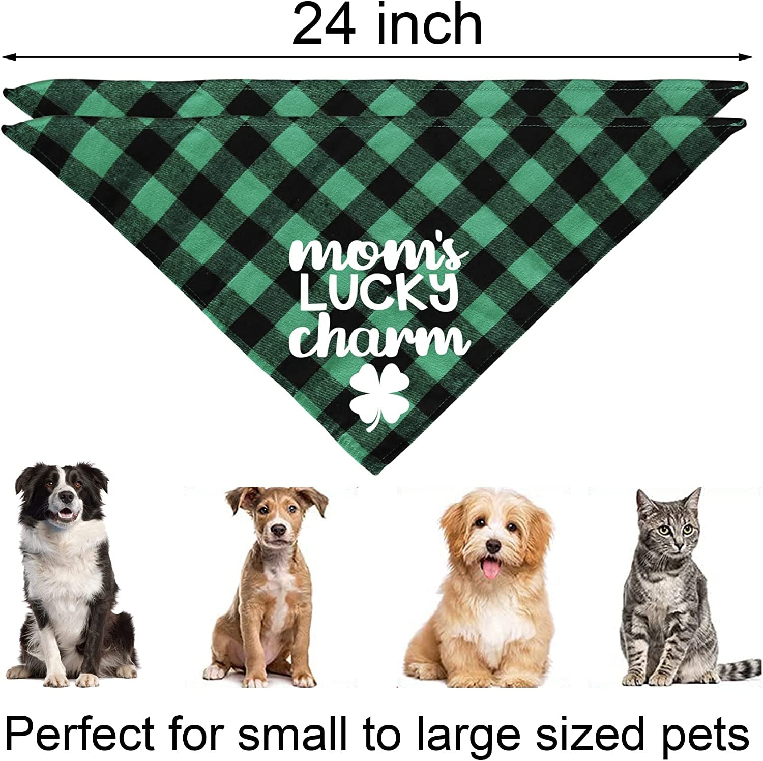 JOTFA St. Patrick’S Day Dog Bandanas, Plaid Dog Puppy St. Patrick’S Day Bandana Scarf for Small Medium Large Dogs Pets (Mom’S Lucky Charm & Kiss Me I’M Irish) Animals & Pet Supplies > Pet Supplies > Dog Supplies > Dog Apparel JOTFA   