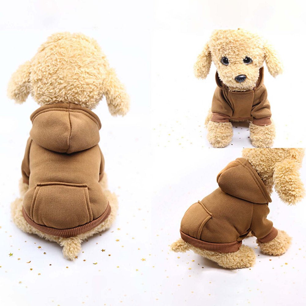 FAFWYP Dog Winter Sweatshirt Basic Pet Dogs Hoodie with Pocket, Solid Warm Puppy Sweater Clothes Soft Comfy Dog Jacket Windproof Coats, Pet Clothing Apparel for Dogs Cats Doggie Kitten Animals & Pet Supplies > Pet Supplies > Dog Supplies > Dog Apparel FAFWYP XS Brown 