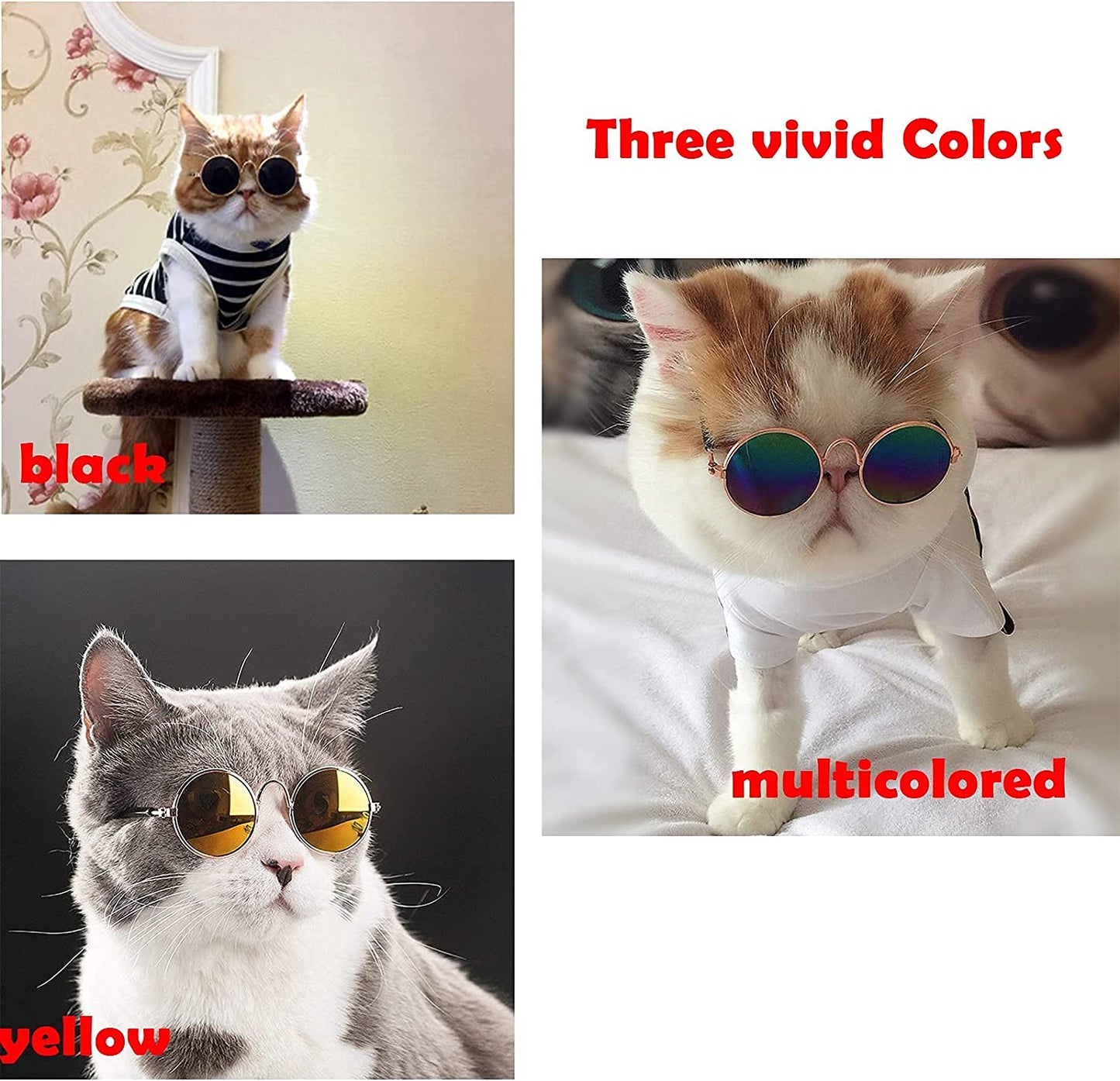 Wefash Cat Dog Sunglasses for Eye-Wear Photos Props Accessories Cosplay Glasses 3 Pieces Small Medium Cat Puppy Dog Glasses (Mix Reflective Color) Animals & Pet Supplies > Pet Supplies > Dog Supplies > Dog Apparel Wefash   